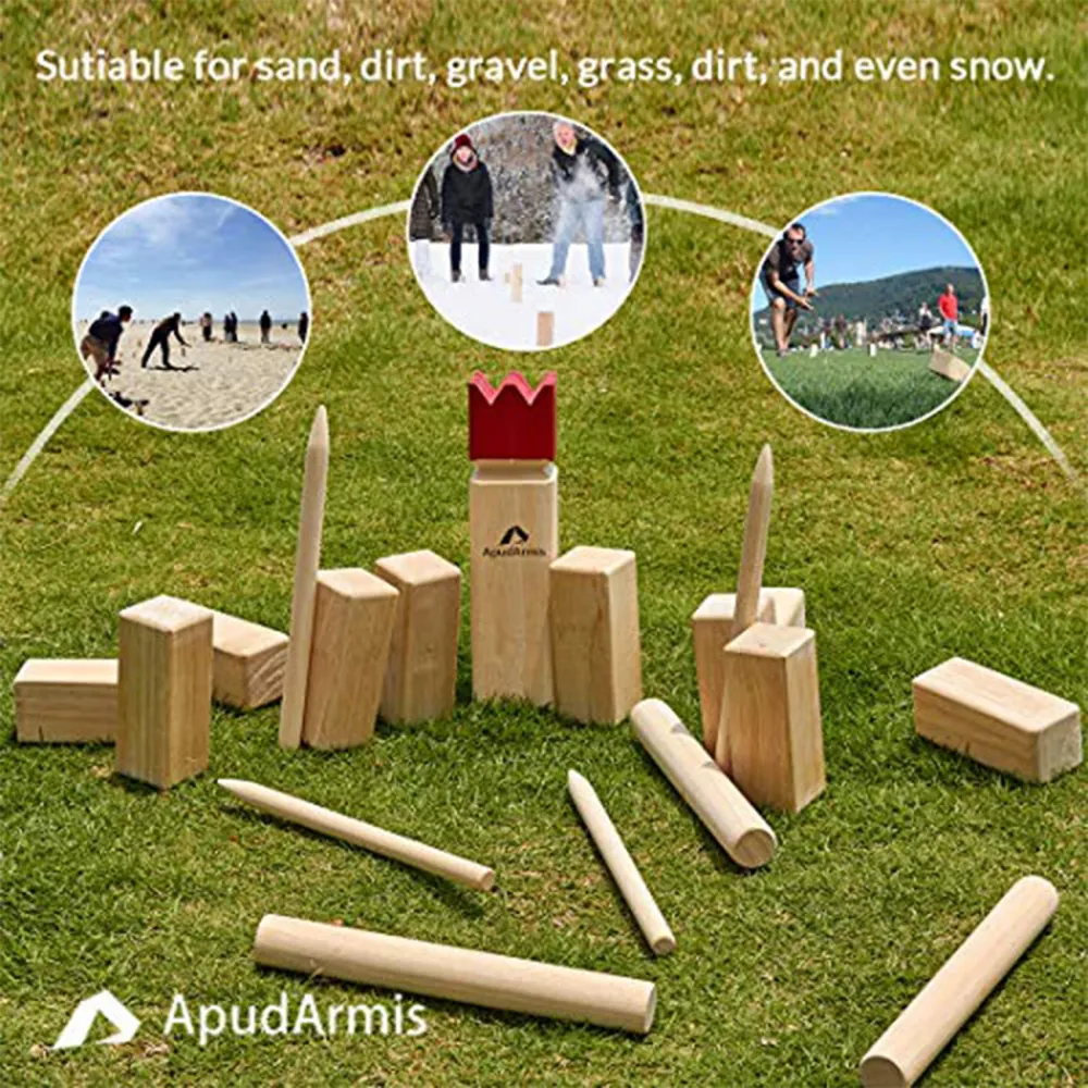 ApudArmis Kubb Yard Juego de ajedrez vikingo al aire libre Clash Toss Yard Material de Aluminio y Tela