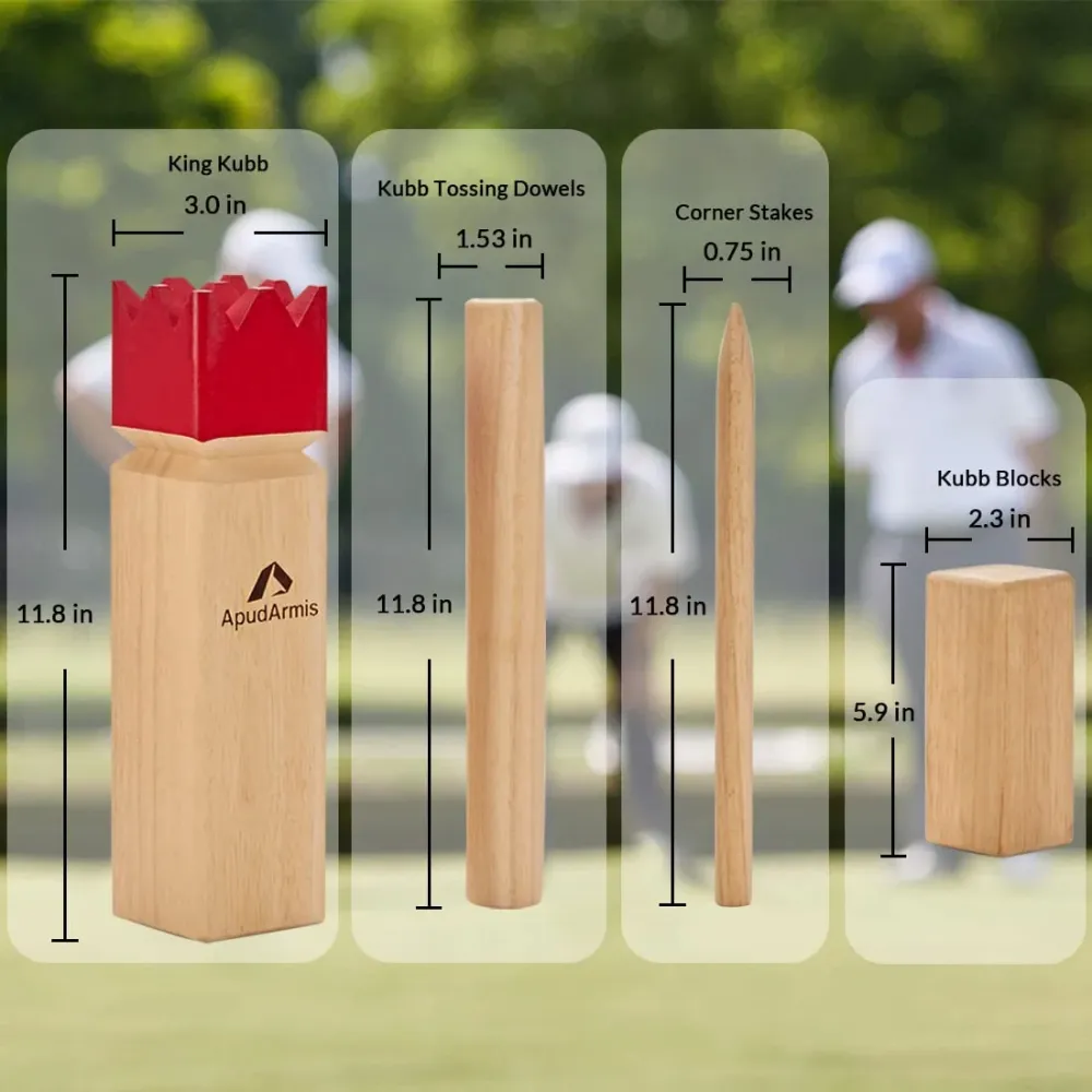 ApudArmis Kubb Yard Juego de ajedrez vikingo al aire libre Clash Toss Yard Material de Aluminio y Tela