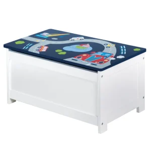 Coffre de jouet 'Pilote de course', siège et banquette de rangement, banc coffre bleu | Material Resistente los Rayos UV
