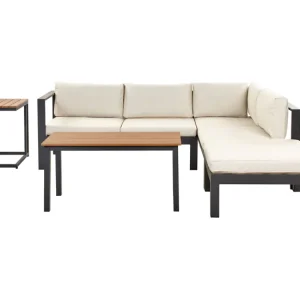 Conjunto de jardín 5 plazas de aluminio negro y crema MESSINA