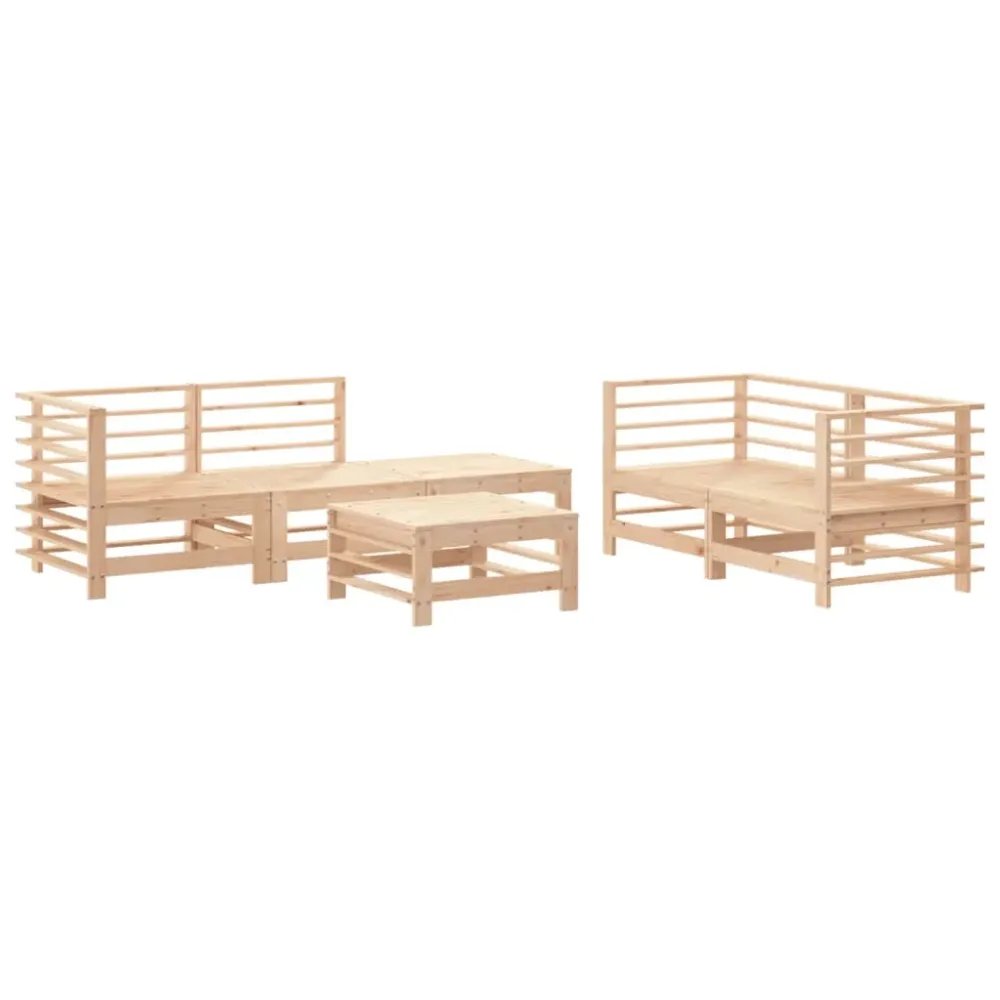 Conjunto de jardín Space 6 piezas madera maciza de pino para Terraza y Piscina