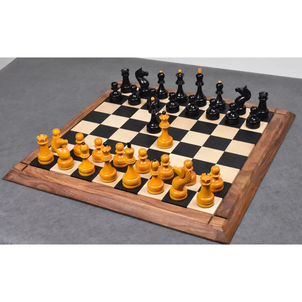 Conjunto Modular Combo de Juego de Ajedrez Tal del Campeonato Soviético de 1960 - Piezas en madera de boj envejecida con t...