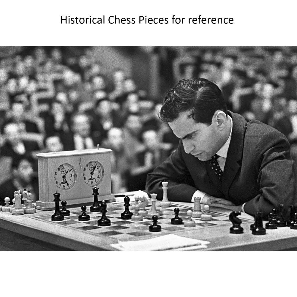 Conjunto Modular Combo de Juego de Ajedrez Tal del Campeonato Soviético de 1960 - Piezas en madera de boj envejecida con t...