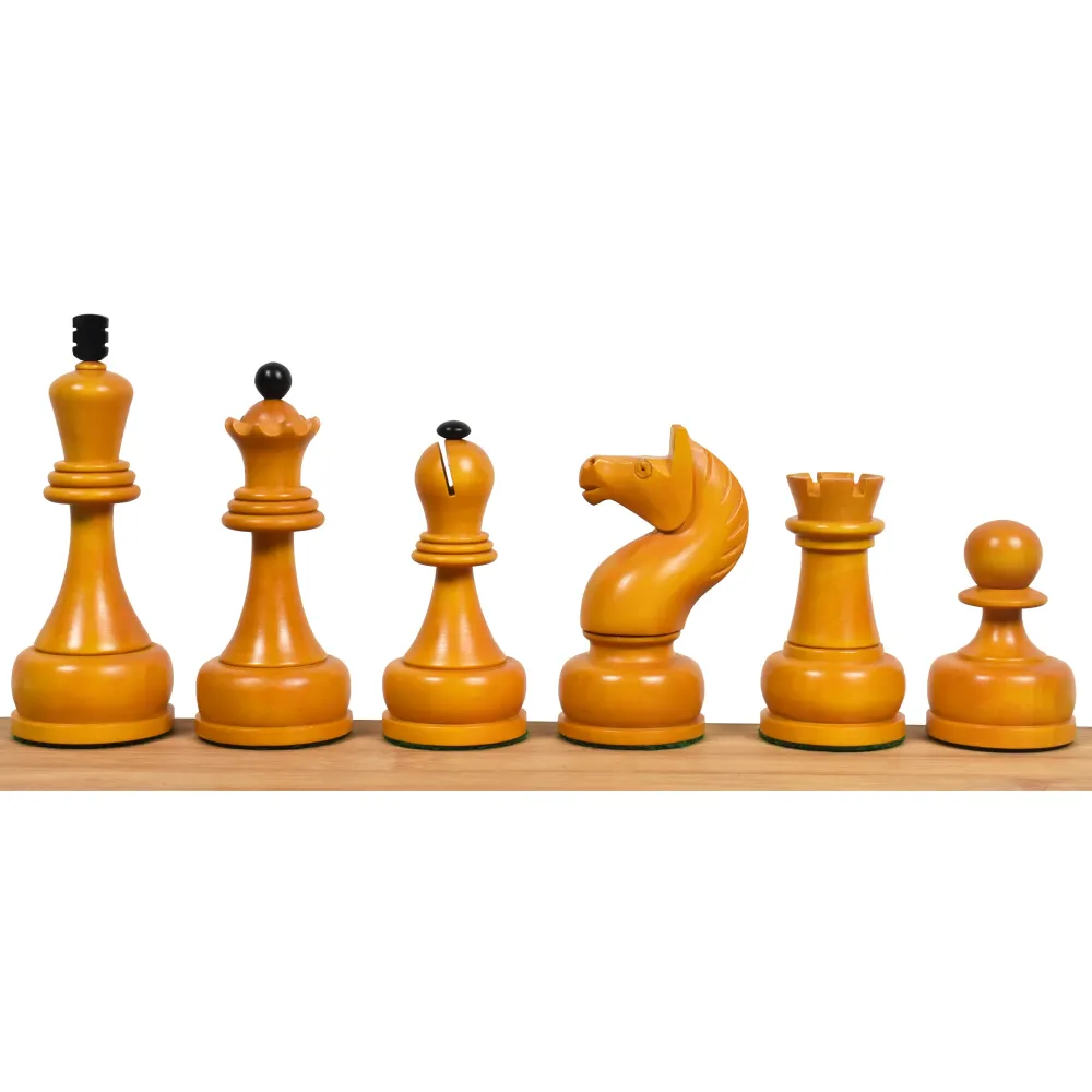 Conjunto Modular Combo de Juego de Ajedrez Tal del Campeonato Soviético de 1960 - Piezas en madera de boj envejecida con t...