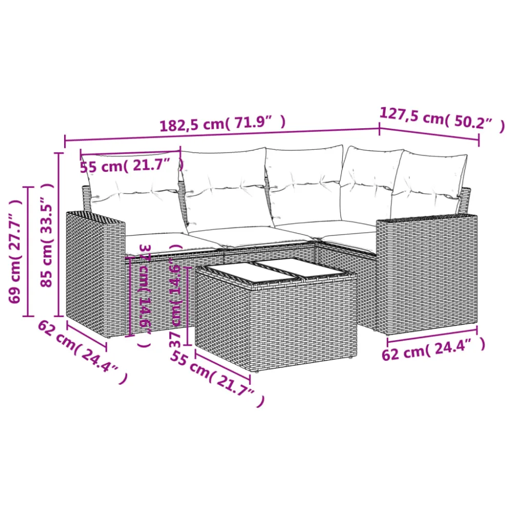 Conjunto Modular Conjunto de jardín Relax diseño por módulos 5 piezas