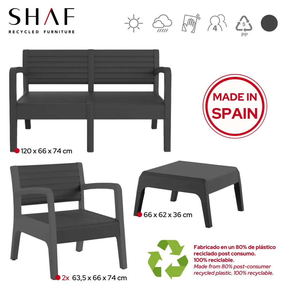 Conjunto Modular Conjunto muebles de exterior valencia de 4 plazas - grafito