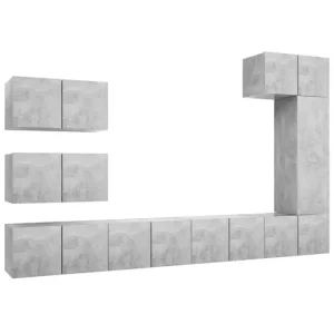 Conjunto Modular Juego de mueble para TV de 8 piezas aglomerado gris hormigón