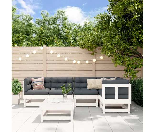 Conjunto Modular Juego de muebles de jardin 6 piezas madera maciza abeto Douglas