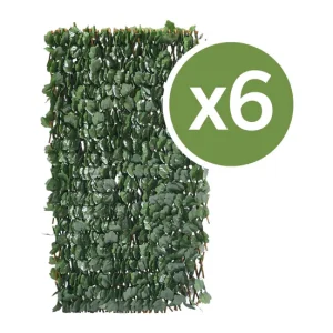 Conjunto Modular Juego de 6 vallas enrejadas de sauce "Fragon" - 200 x 100 cm - Verde