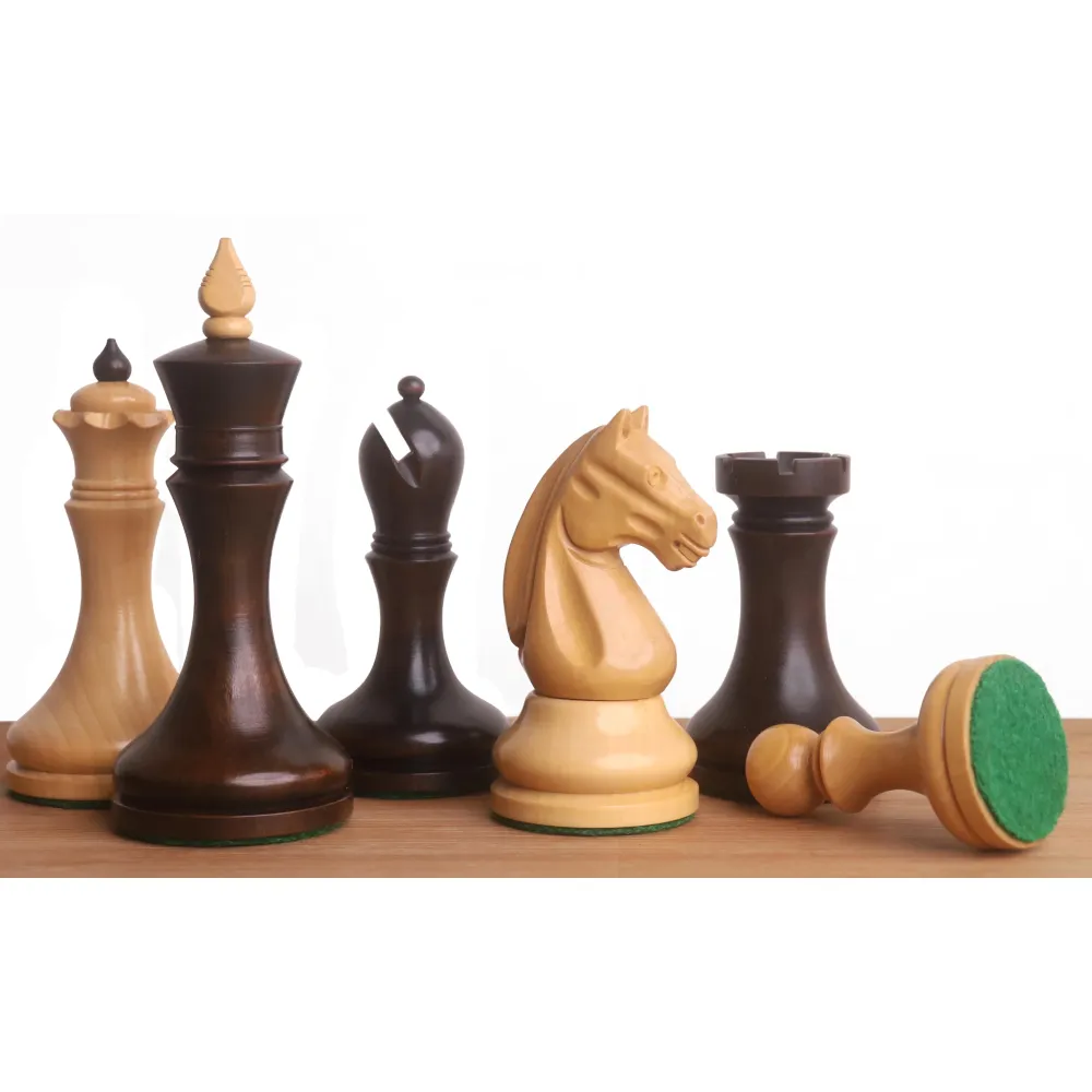 Conjunto Modular 3.8» Serie Candidatos Juego de Ajedrez Minimalista - Sólo piezas de ajedrez - Madera de boj teñida de caoba