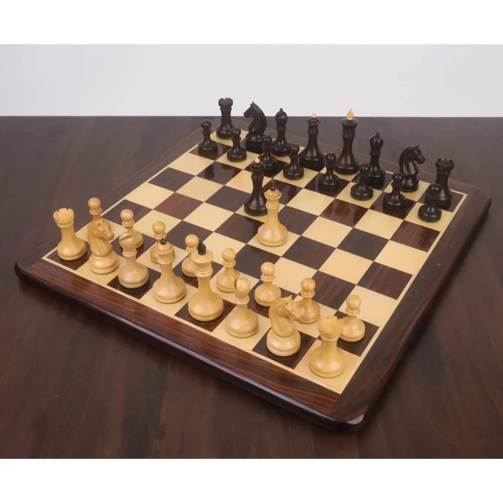 Conjunto Modular 3.8» Serie Candidatos Juego de Ajedrez Minimalista - Sólo piezas de ajedrez - Madera de boj teñida de caoba