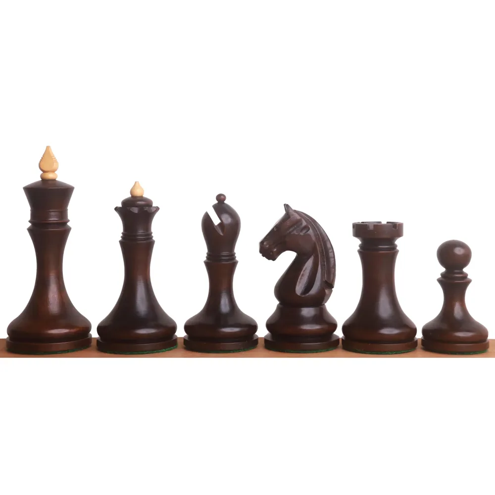 Conjunto Modular 3.8» Serie Candidatos Juego de Ajedrez Minimalista - Sólo piezas de ajedrez - Madera de boj teñida de caoba