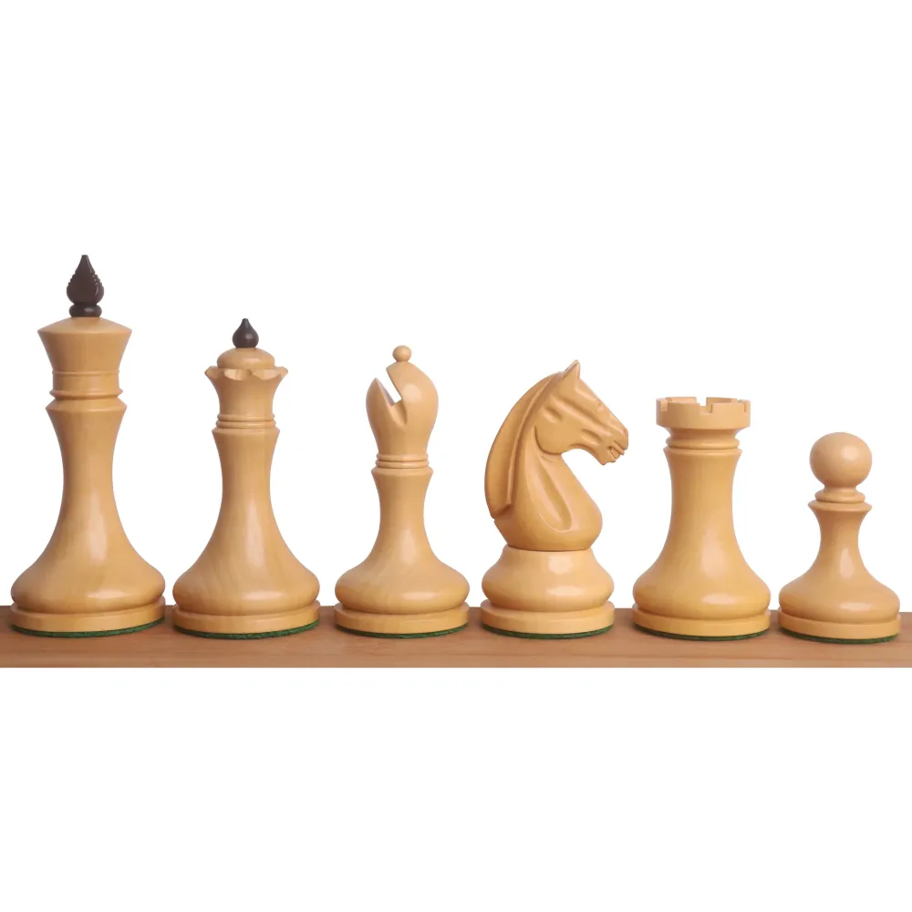 Conjunto Modular 3.8» Serie Candidatos Juego de Ajedrez Minimalista - Sólo piezas de ajedrez - Madera de boj teñida de caoba