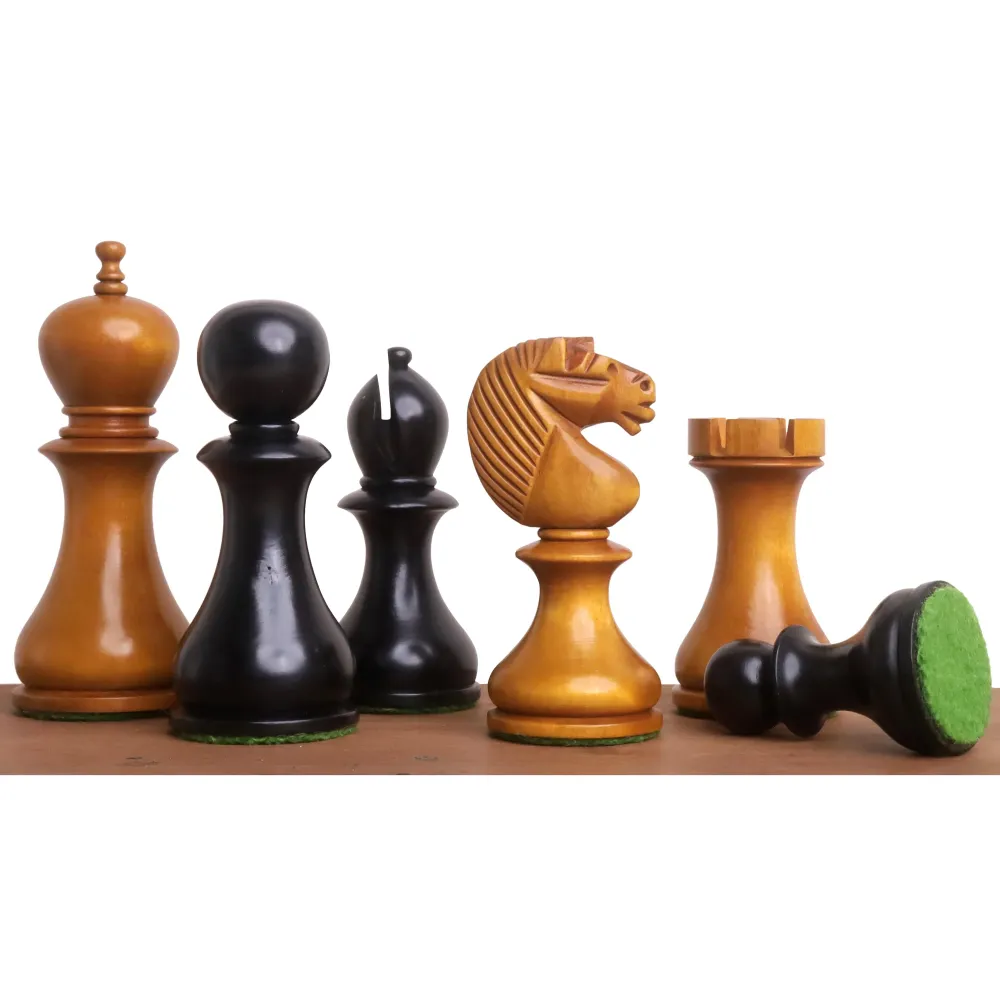 3.6» Juego de Ajedrez Inglés Dublín - Sólo piezas de ajedrez - Madera de boj envejecida y ebonizada con Mesa de Centro