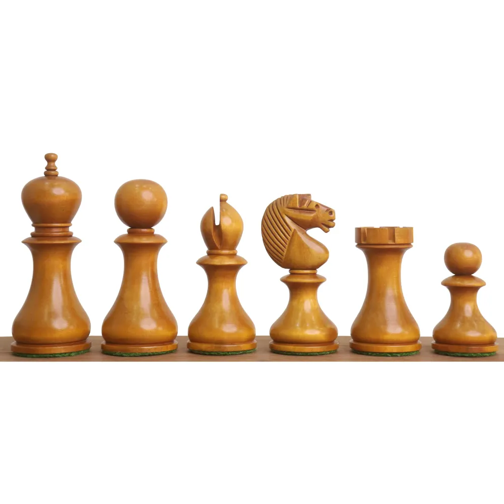 3.6» Juego de Ajedrez Inglés Dublín - Sólo piezas de ajedrez - Madera de boj envejecida y ebonizada con Mesa de Centro
