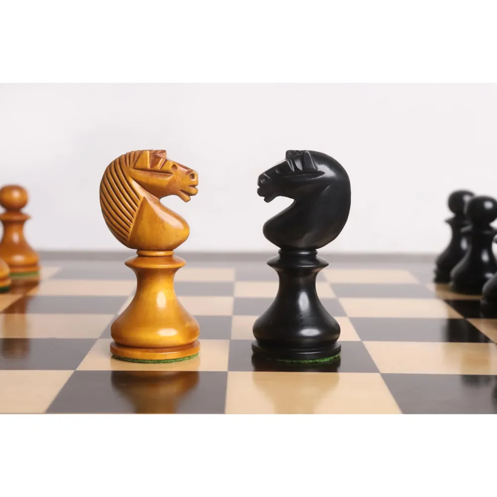 3.6» Juego de Ajedrez Inglés Dublín - Sólo piezas de ajedrez - Madera de boj envejecida y ebonizada con Mesa de Centro
