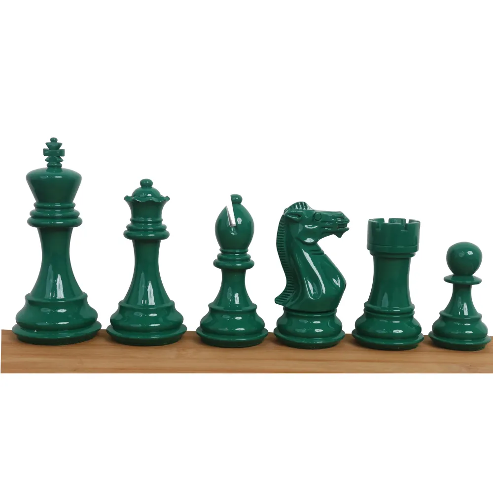 Juego de ajedrez de madera pintada en verde y blanco con peso Pro Staunton de 4,1 pulgadas, ligeramente imperfecto (solo p...