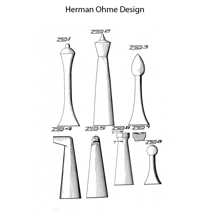 Juego de Ajedrez Minimalista Herman Ohme Ligeramente Imperfecto 3.6» - Sólo Piezas de Ajedrez - Palisandro Dorado Contrape...