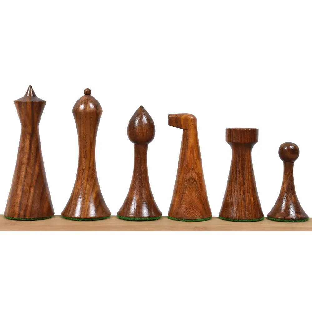 Juego de Ajedrez Minimalista Herman Ohme Ligeramente Imperfecto 3.6» - Sólo Piezas de Ajedrez - Palisandro Dorado Contrape...