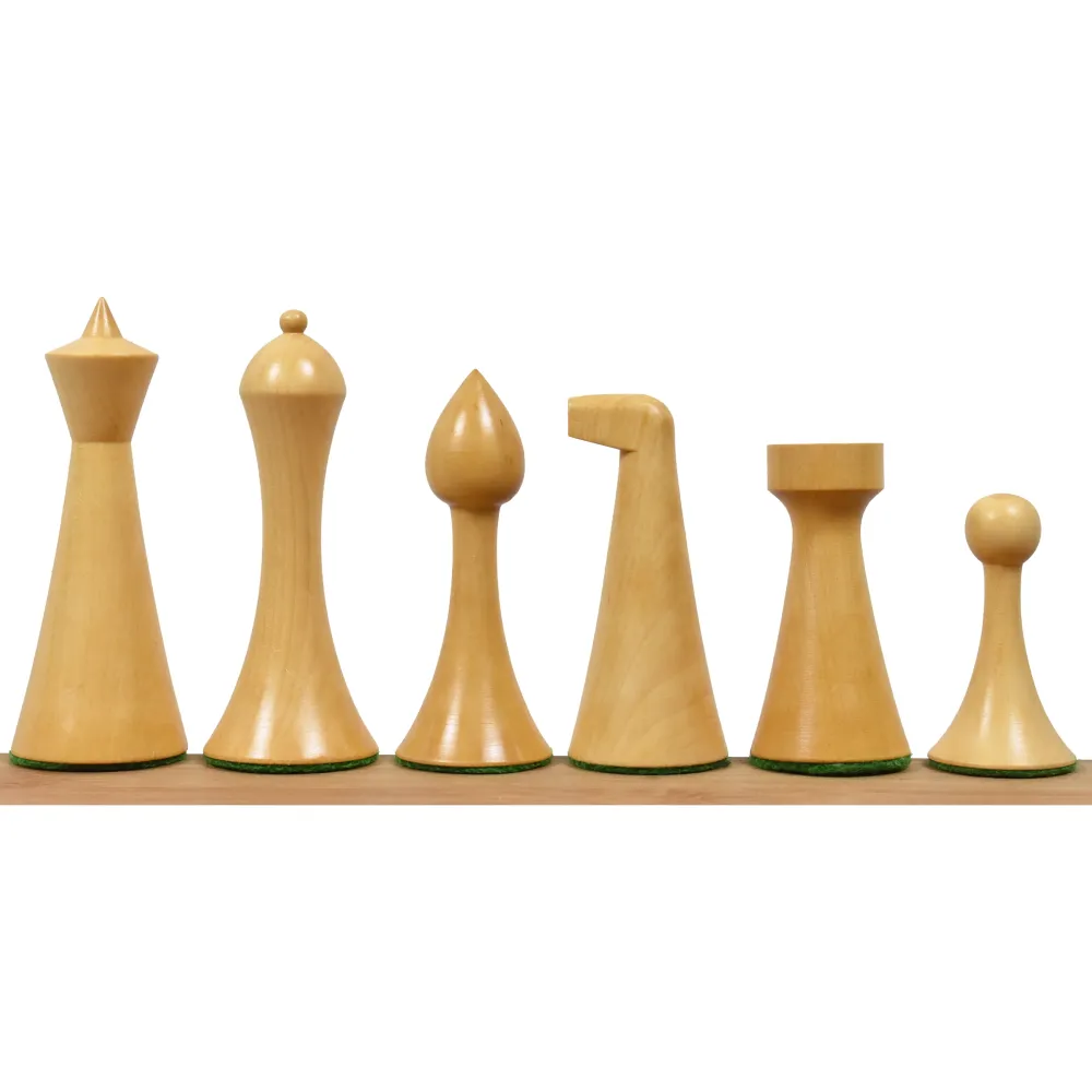 Juego de Ajedrez Minimalista Herman Ohme Ligeramente Imperfecto 3.6» - Sólo Piezas de Ajedrez - Palisandro Dorado Contrape...