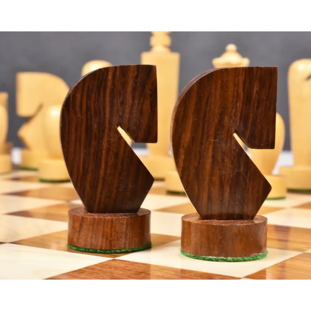 3.9″ Juego de ajedrez minimalista innovador berlinés- Sólo piezas de ajedrez- Palisandro dorado ponderado