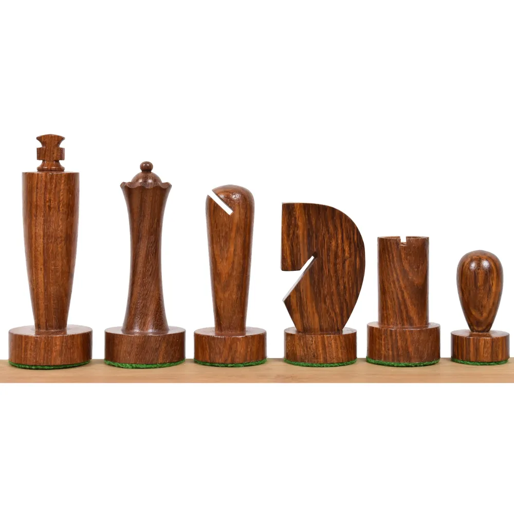 3.9″ Juego de ajedrez minimalista innovador berlinés- Sólo piezas de ajedrez- Palisandro dorado ponderado