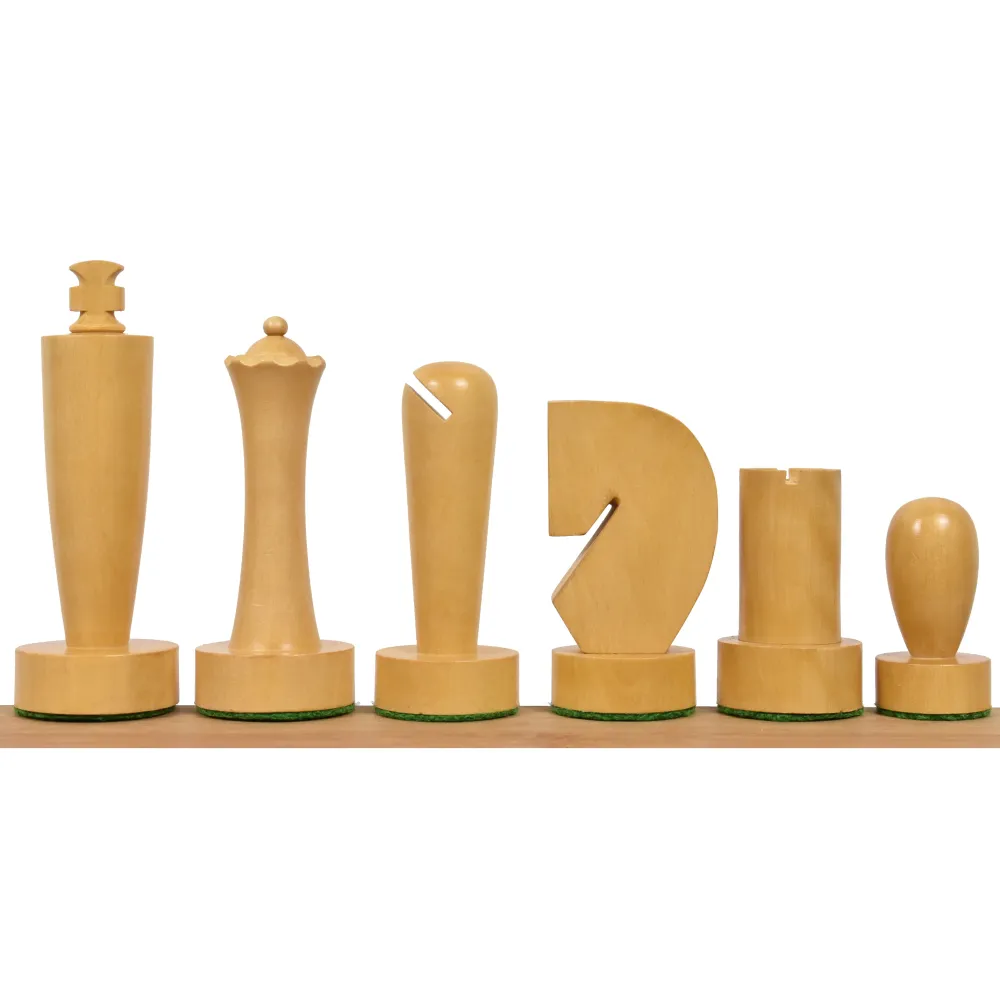 3.9″ Juego de ajedrez minimalista innovador berlinés- Sólo piezas de ajedrez- Palisandro dorado ponderado