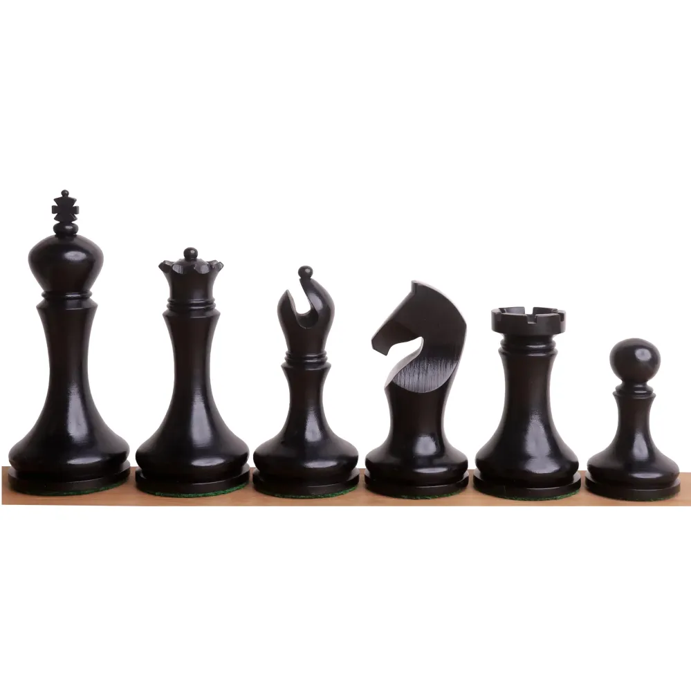 Juego de ajedrez minimalista reciente de la serie Zadar de 3,9" (solo piezas) de boj ebonizado con peso.