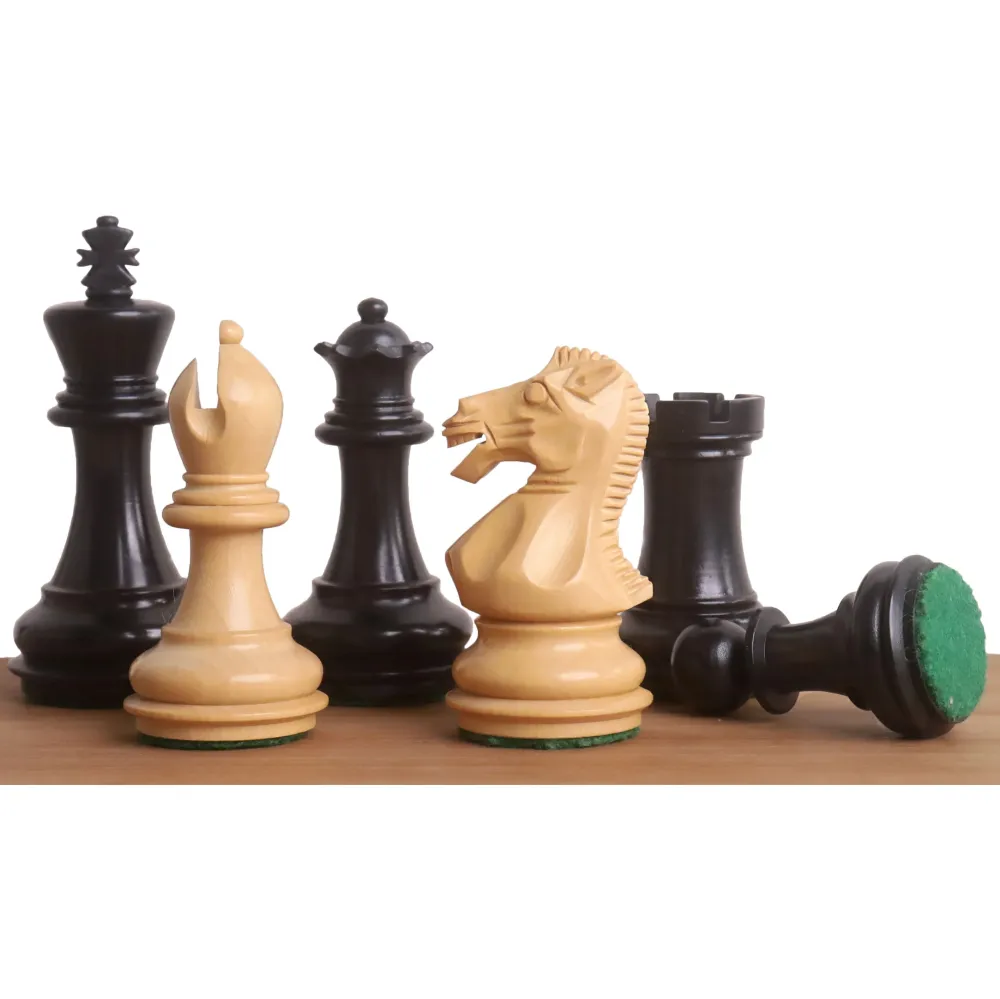 Juego de Ajedrez Staunton con Base Biselada de 3.1" Ligeramente Imperfecto - Sólo piezas de ajedrez - Madera de boj eboniz...
