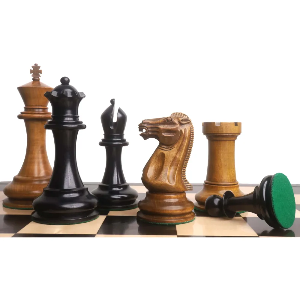 Juego de ajedrez Staunton gigante 1849 ligeramente imperfecto - Sólo piezas - Ébano y madera de boj envejecida - Rey de 6,...