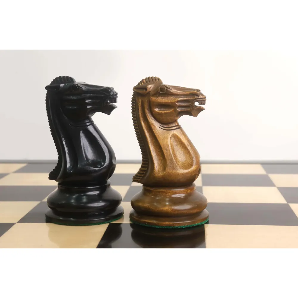 Juego de ajedrez Staunton gigante 1849 ligeramente imperfecto - Sólo piezas - Ébano y madera de boj envejecida - Rey de 6,...