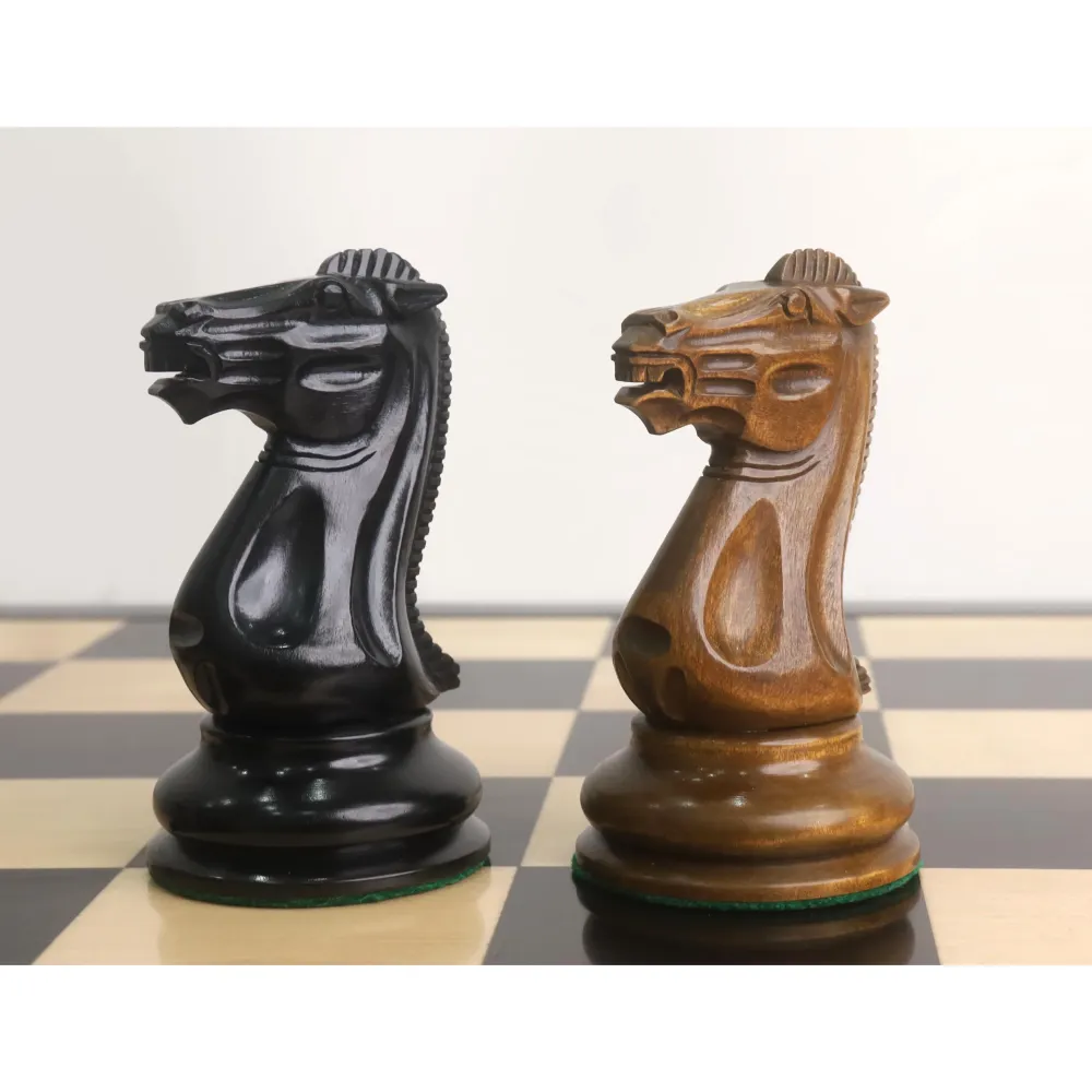 Juego de ajedrez Staunton gigante 1849 ligeramente imperfecto - Sólo piezas - Ébano y madera de boj envejecida - Rey de 6,...