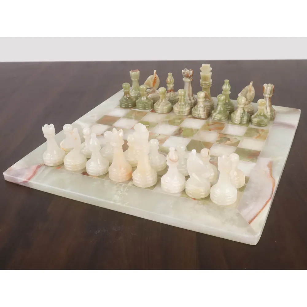 Juego combinado de piezas y tablero de ajedrez de piedra y mármol ónix - 15» - Juego de ajedrez artesanal | Material Resis...