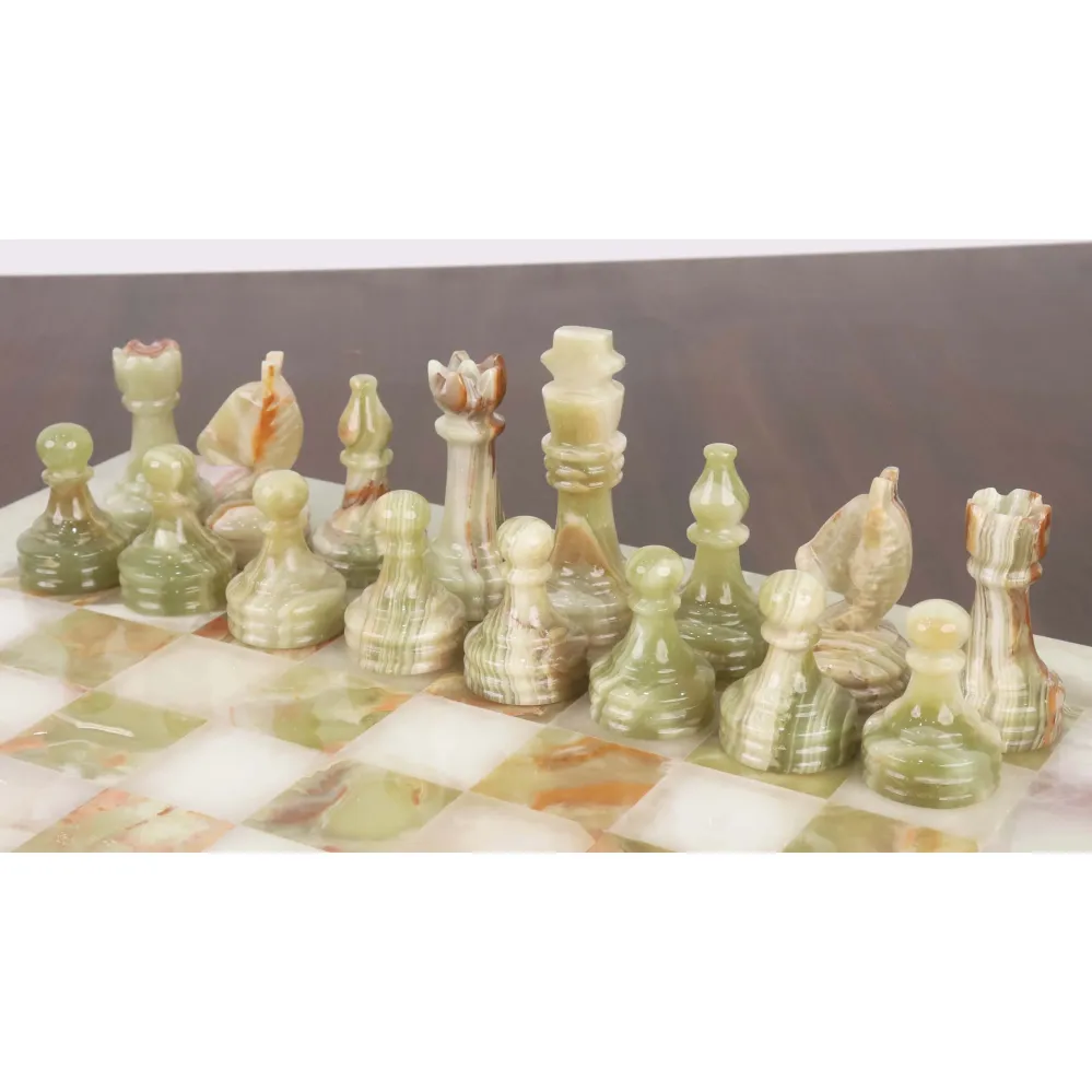 Juego combinado de piezas y tablero de ajedrez de piedra y mármol ónix - 15» - Juego de ajedrez artesanal | Material Resis...