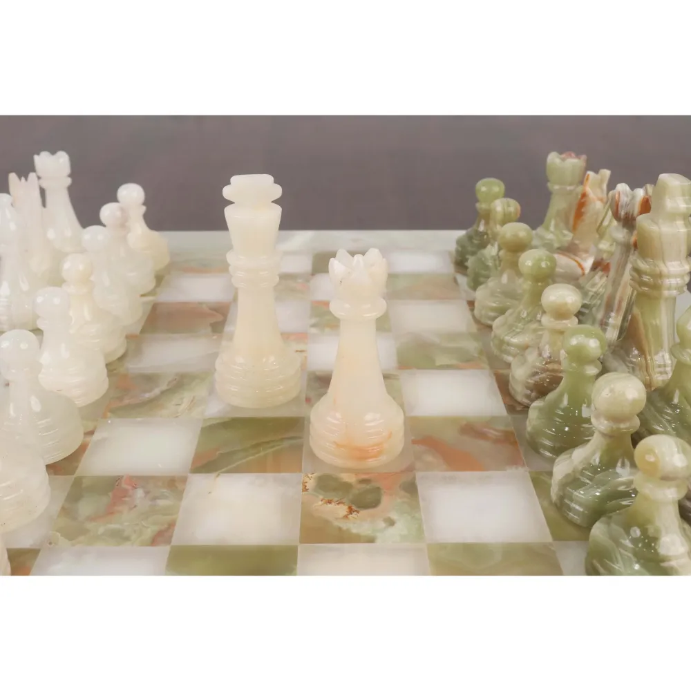 Juego combinado de piezas y tablero de ajedrez de piedra y mármol ónix - 15» - Juego de ajedrez artesanal | Material Resis...