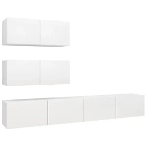 Juego de mueble para TV de 4 piezas aglomerado gris hormigón con Mesa de Centro
