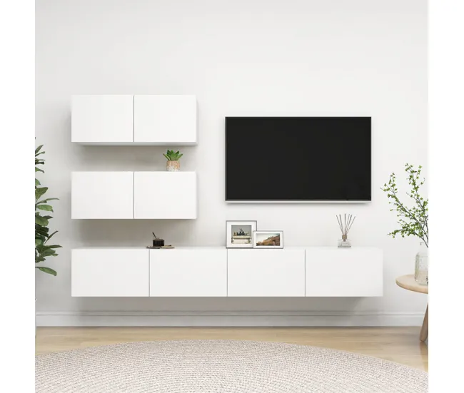 Juego de mueble para TV de 4 piezas aglomerado gris hormigón con Mesa de Centro