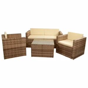 Juego de muebles Alexandra House Living Marrón Sin aditivos 4 Piezas con Sombrilla Incluida