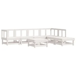 Juego de muebles de jardin 7 piezas madera maciza de pino para Terraza y Piscina