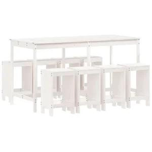 Juego de muebles de jardin 9 piezas madera maciza abeto Douglas Resistente la Intemperie