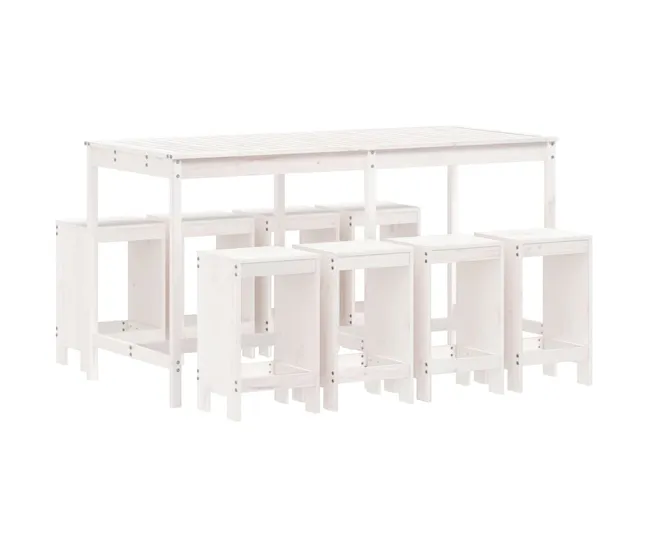 Juego de muebles de jardin 9 piezas madera maciza abeto Douglas Resistente la Intemperie