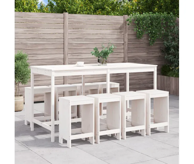 Juego de muebles de jardin 9 piezas madera maciza abeto Douglas Resistente la Intemperie