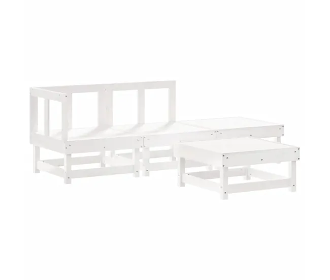 Juego de muebles de jardin 4 piezas madera maciza de pino con Sombrilla Incluida