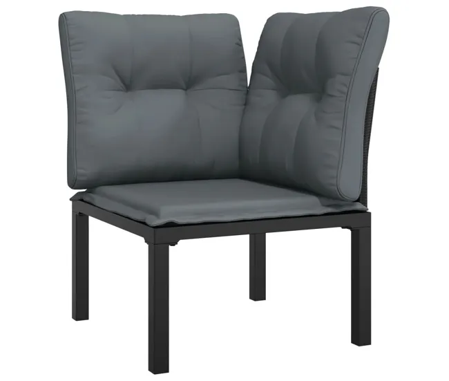 Juego de muebles de jardin 9 piezas ratán sintético negro y gris para Terraza y Piscina