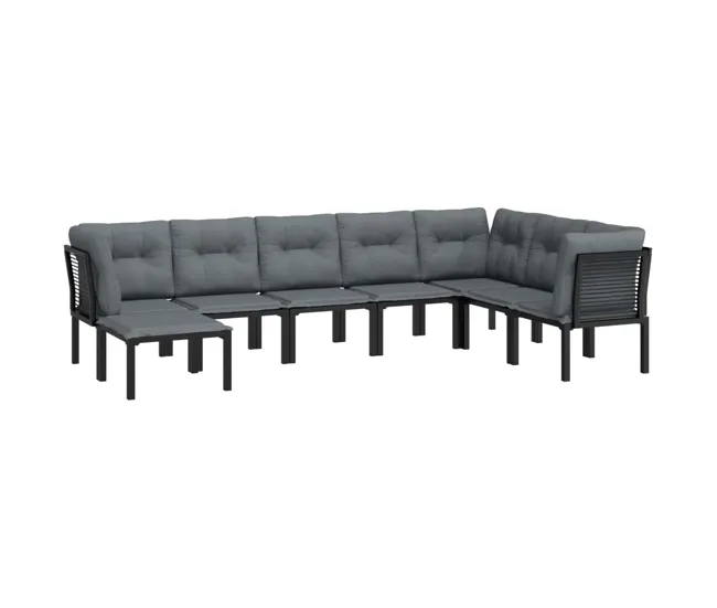 Juego de muebles de jardin 8 piezas ratán sintético negro y gris Fácil Mantenimiento