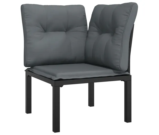 Juego de muebles de jardin 8 piezas ratán sintético negro y gris Fácil Mantenimiento