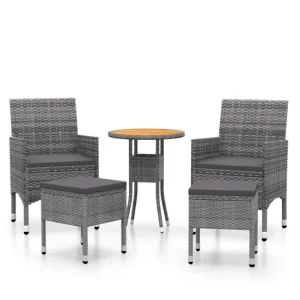 Juego de muebles de jardin de 5 piezas ratán sintético gris con Sombrilla Incluida