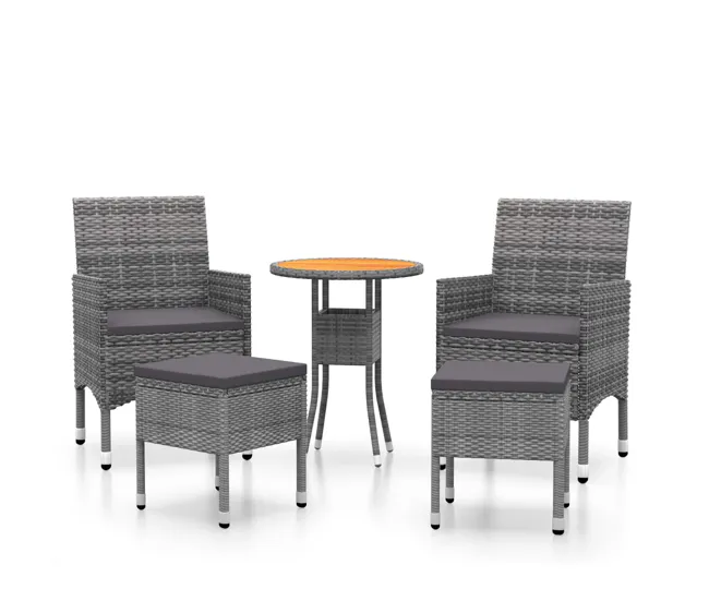 Juego de muebles de jardin de 5 piezas ratán sintético gris con Sombrilla Incluida