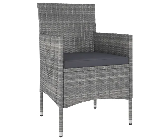 Juego de muebles de jardin de 5 piezas ratán sintético gris con Sombrilla Incluida