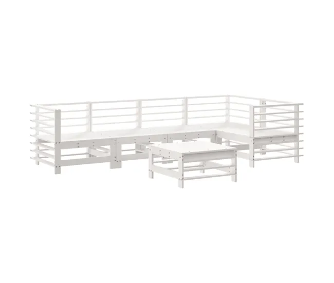 Juego de muebles de jardín 6 piezas madera de pino impregnada para Terraza y Piscina